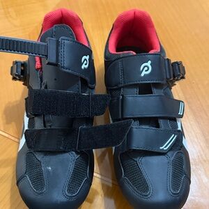 Peloton Black Cycling Shoes with Pink Interior and Teal Accents